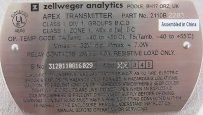 NEW ZELLWEGER 2110B-2203 APEX TRANSMITTER 2110B2203