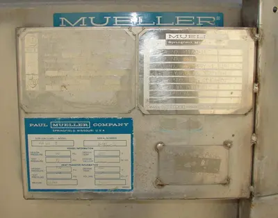 SPC4382  Reactor 200 gallon Mueller chemical reactor, 50 psi internal, 150 psi jacket, 1 hp agitator