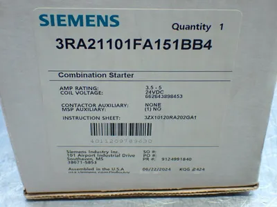 New | in-Stock SIEMENS 3RA21101FA151BB4 Starters Ohio US | HGR 24 #1070281