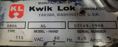 Used KWIK-LOK 872 A Bag Sealers California US | BakeryEquipment.com #1555490