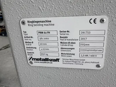 2017 METALLKRAFT PRM 60FH Hydraulic three-roll ring and section bending | Charter Auctions (26)