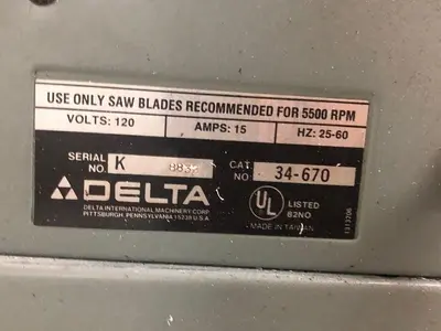3367-600 10″ DELTA Table Saw Model 34-670 – 1 PH