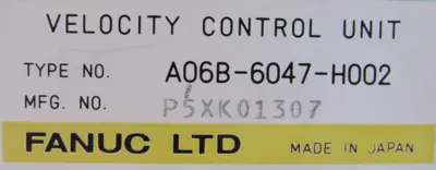 USED FANUC A06B-6047-H002 VELOCITY CONTROL UNIT A06B6047H002