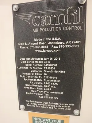 USED 2016 CAMFIL GOLD SERIES 10