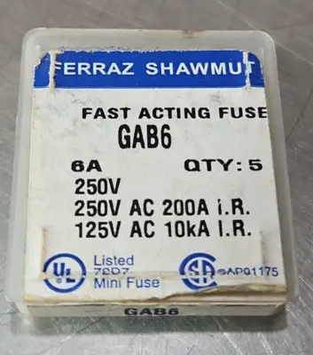 Ferraz Shawmut GAB6 Fast Acting Fuse 6A 250V loc4A28