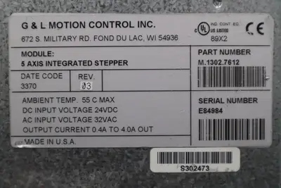 G & L MOTION CONTROL M.1302.7612 5-Axis Integrated Stepper 32Vac STOCK K-155-C