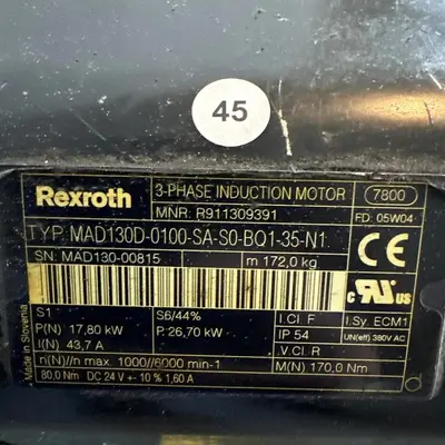 Rexroth R911309391 Servo Induction Motor MAD130D-0100-SA-S0-BQ1-35-N1 #HP127