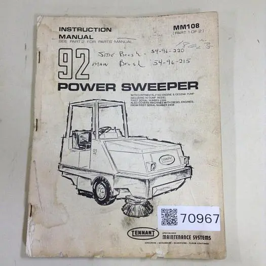 Used TENNANT MM108 Manuals Michigan US | Ideal Machinery #567438