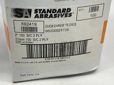 New | in-Stock 3M STANDARD ABRASIVES QUICK CHANGE SILICON CARBIDE 2 PLY DISC 2" BOX Quick Change | Maverick Industrial Sales #1105016