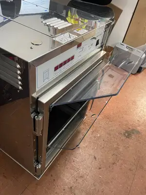 Used Henny Penny Used Henny Penny HC-903 CDT Heated Holding Pass Thru Cabinet with Flip Doors and Timers 120V Hot Food Warming, Holding, & Transport Cabinets Illinois US | Falcon Restaurant Supply #1375758