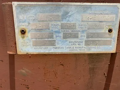 USED 1992 PERMIAN TANK 210BBL VERTICAL TANK