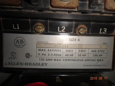 Allen Bradley Centerline 2100 size 4 Motor Control Center Bucket