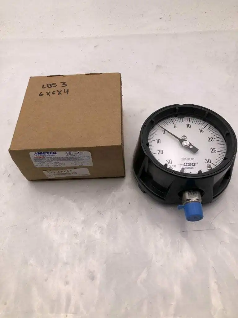 Ametek 1X615 4-1/2″ Pressure/Vacuum Gauge 0-30PSI -30-0in Hg, 1/2″NPT -NIB