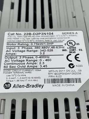 USED ALLEN-BRADLEY ALLEN-BRADLEY 22B-D2P3N104 SER A