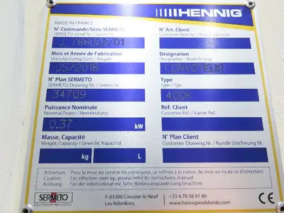 Used HENNIG _UNKNOWN_ Conveyor Parts Indiana US | Arrow Industrial #1366813