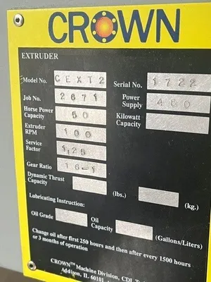2014 CROWN 2" extruder Extruders, Low Boy 1.6" - 2.5""" | Mark One Machinery (45)