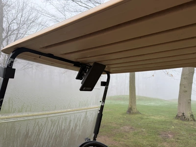 (1) 2015 E-Z-Go golf cart with a Kawasaki gas engine, includes canopy, ball cover, club cover, fold-...