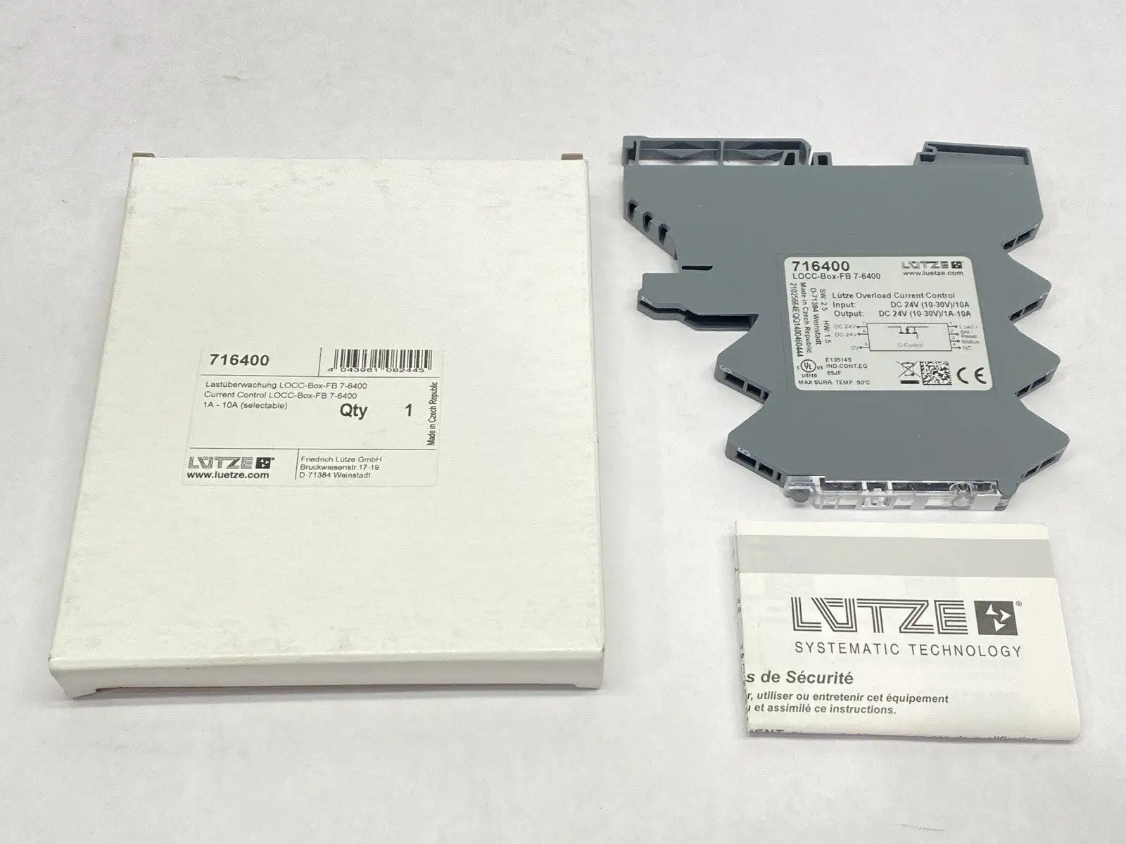 USED LÜTZE LOCC-BOX-FB 7-6400 ELECTRONIC CIRCUIT BREAKER 1-10A