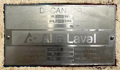 Alfa-Laval NX 438B-11G tricanter centrifuge, 316SS.