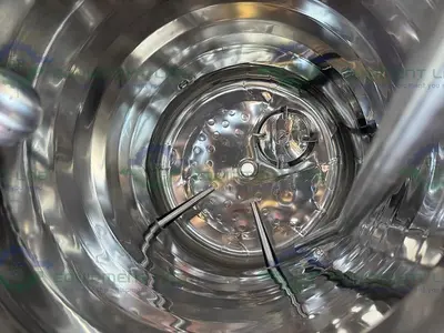 USED LETSCH 260 LITER JACKETED STAINLESS STEEL REACTOR W/ 3/4 HP BOTTOM MIXER