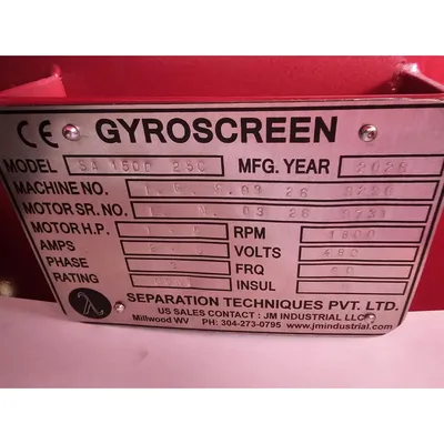 USED SEPARATION TECHNIQUES PVT LTD SA 1500 2SC