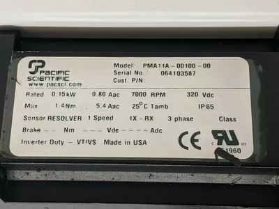 USED PACIFIC SCIENTIFIC SERVO MOTOR 7000 RPM 320 VDC