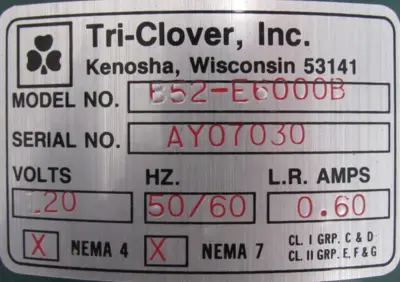 NEW TRI-CLOVER B52-E6000B ACTUATOR VALVE 120V 2-1/2" B52E6000B