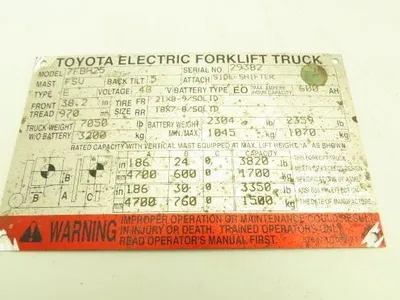 Toyota 7FBH25 Electric Forklift 48V Controller Computer Brain Box
