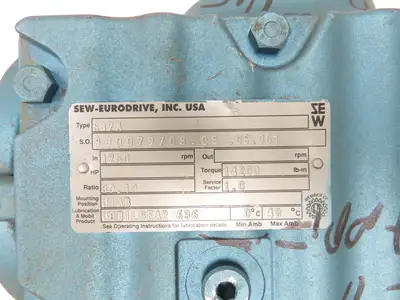 Sew Eurodrive S87A Helical Worm Gearbox 39.10 Reducer 1750/45rpm Dual Shaft