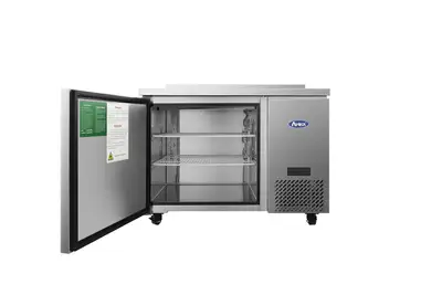 New | in-Stock Atosa New Atosa MGF44GR 44" Worktop Refrigerator w/ Backsplash, Side Mount Compressor Worktop Refrigerators Illinois US | Falcon Restaurant Supply #1375542