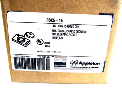 NEW EMERSON APPLETON FSK5-15 NON-LOCKING RECEPTACLE COVER FSK515