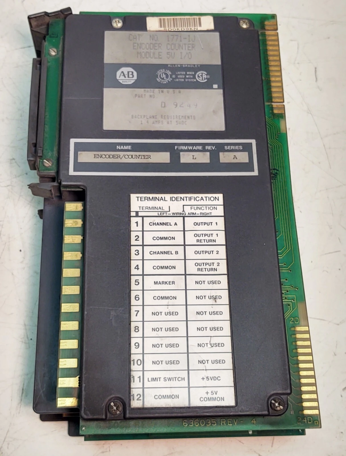 ALLEN BRADLEY ENCODER COUNTER MODULE 1771-IJ 5V I/O