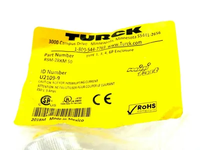 NEW TURCK RSM-2RKM 50 CIRCULAR T CONNECTOR U2109-9 RSM2RKM50