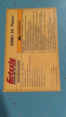 USED 2001 GRIZZLY G9961