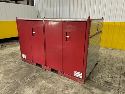 4' X 4' X 7' GONDOLA TRAIN PORTABLE RIGGING & STORAGE BOX w/ RAMP & ROLL OUT CART: STOCK #22008