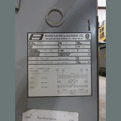 USED BEAVER ELECTRICAL MACHINERY S10BK