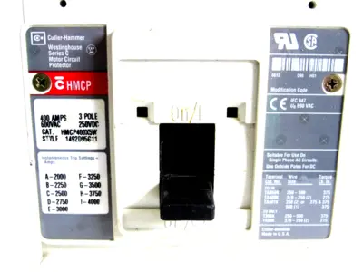 USED CUTLER HAMMER HMCP400X5W CIRCUIT BREAKER