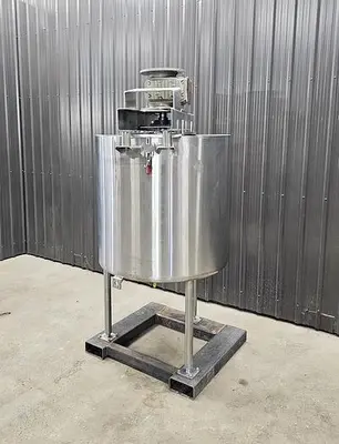 Used 150 Gallon Jacketed Tank, 304 Stainless Steel, With Scrape Agitation