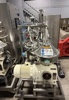 Westfalia CSC 6-06-476 hydro-hermetic clarifier skid, 316L SS.