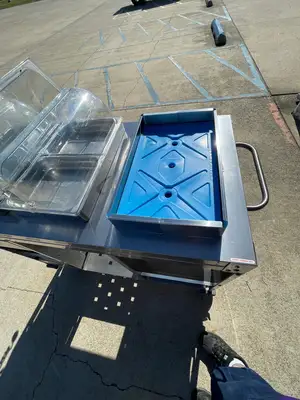 Used Cadco Used Cadco - CBCHC - Stainless Steel Mobile 2 Hot 1 Cold Buffet Serving Cart 120V Restaurant Equipment (Miscellaneous) Illinois US | Falcon Restaurant Supply #1375892