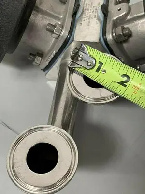 USED 2 ITT SHEROTEC 3-WAY STAINLESS STEEL VALVE W/ POSITION MONITORS & 2" FITTINGS