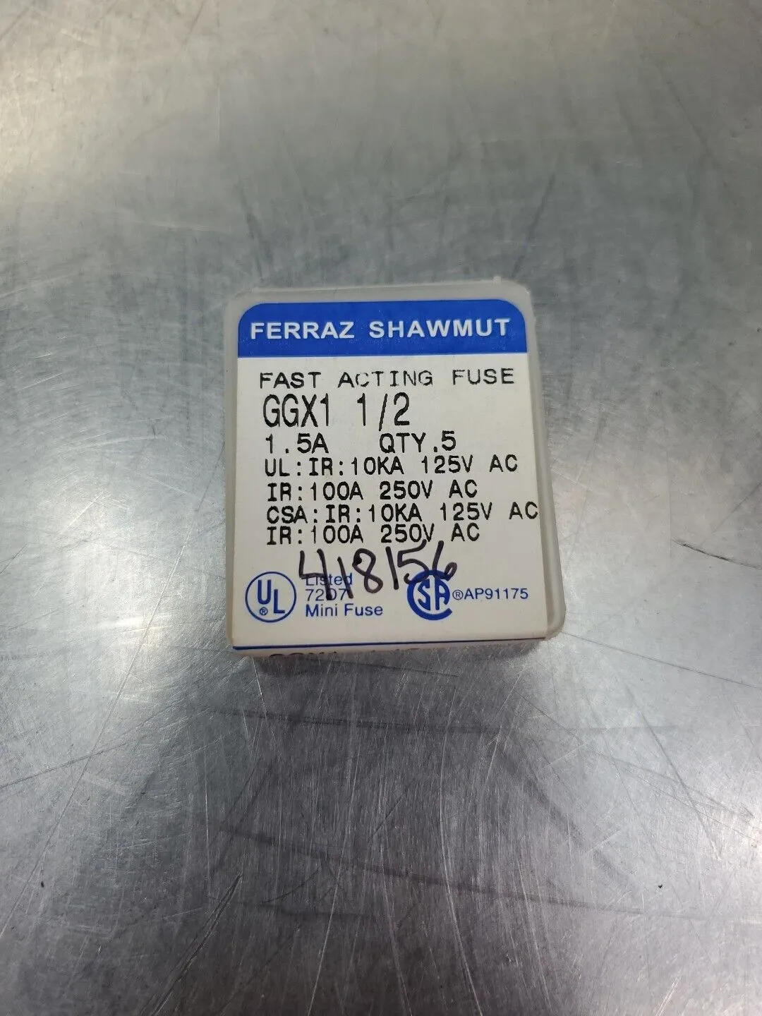 Ferraz Shawmut GGX1 1/2 Fast Acting Fuses, 5-Pack 1.5A. 4E-3