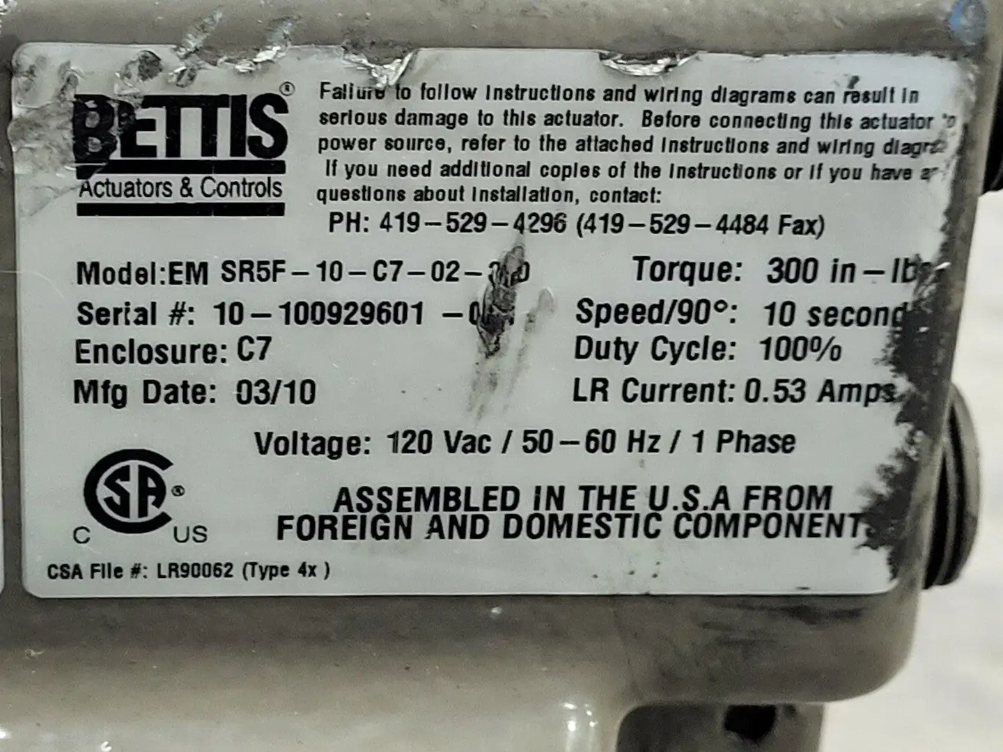 Used BETTIS EM SR5F-10-C7-02-360 Electric Motor Driven Actuators British Columbia CA | Lenmark #255307