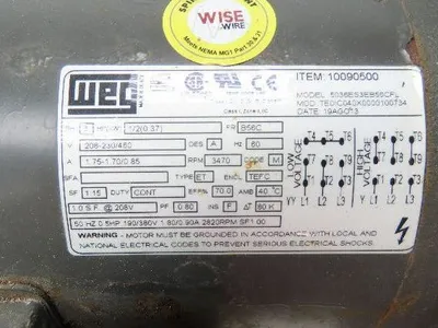WEG  Howden AF-9-R09026-4 Cast Aluminum Pressure Blower 230/460V 3470 RPM 9" Fan