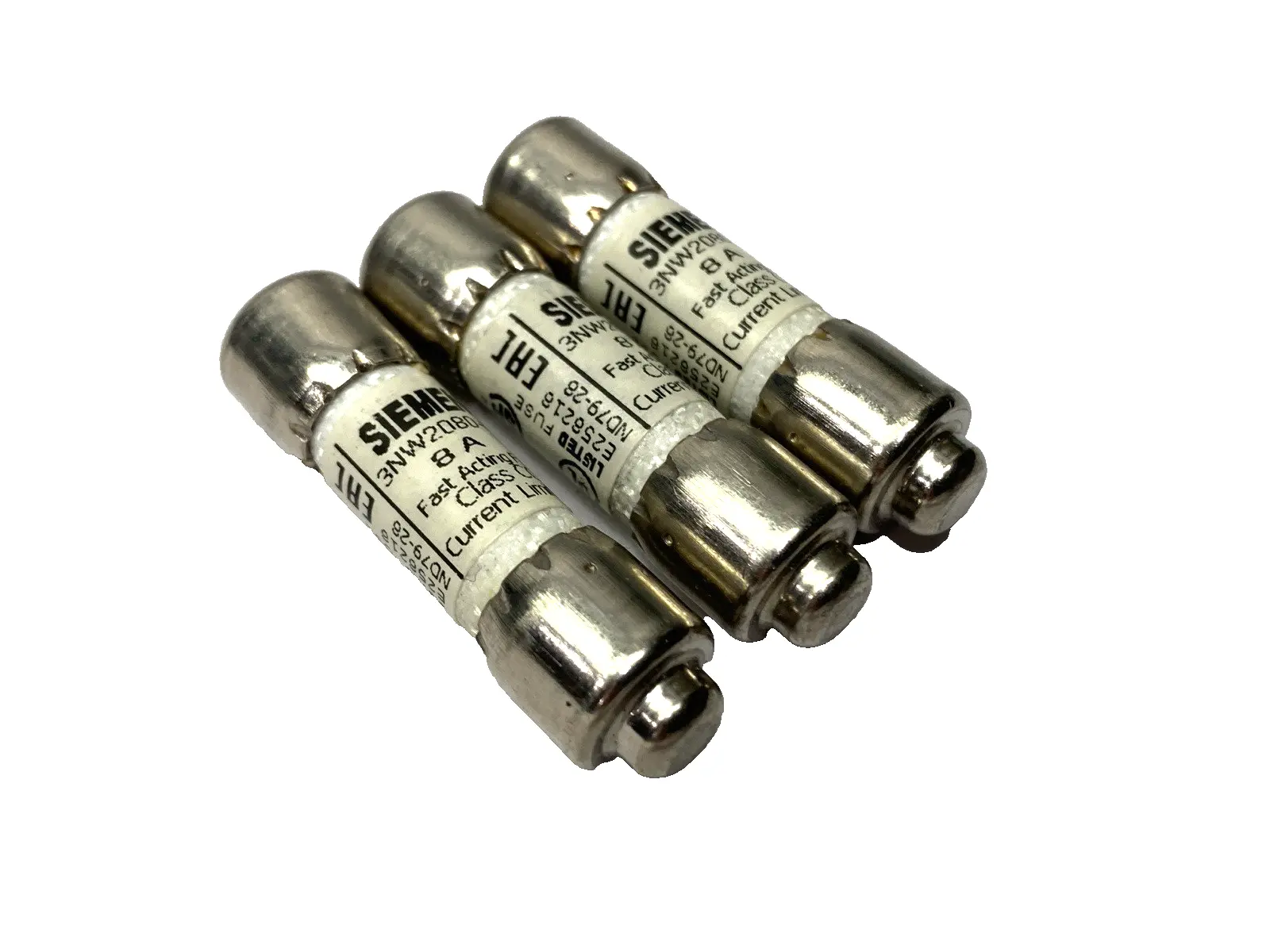 USED SIEMENS SENTRON FAST ACTING FUSE CLASS CC 600V 8A LOT OF 3