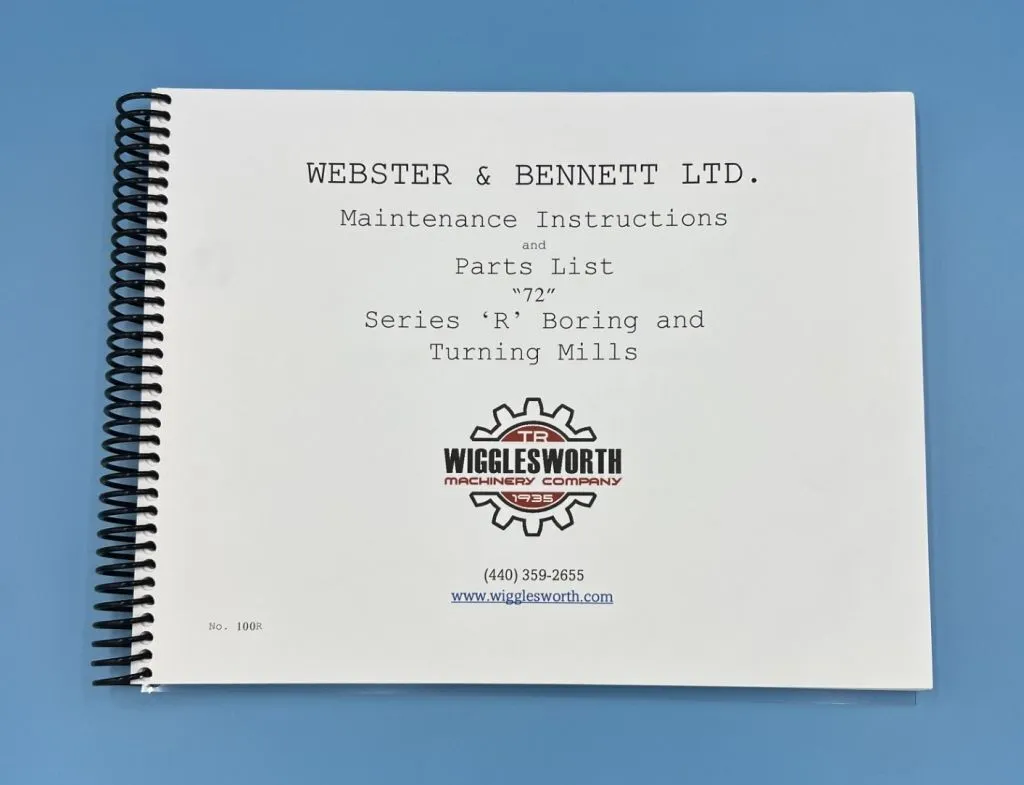 USED WEBSTER & BENNETT R Manual