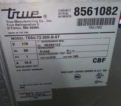 1-0532 True TSSU-72-30M-B-ST 72” Self Contained Refrigerated Prep Table