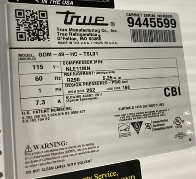142-1066 True GDM-49-HC 2 Glass Door Self Contained Reach in Cooler with LED