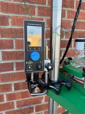 USED CHEMGLASS 30 LITER GLASS REACTOR W/ CHEMGLASS OVERHEAD 1/4 HP STIRRER