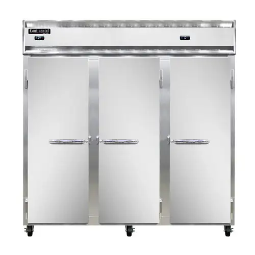 Continental 3RRFN 78" Three Section Commercial Combo Refrigerator Freezer - Solid Doors, Dual Temp, 115v